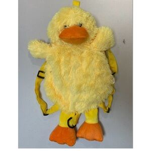 Kids duck plush soft animal backpack with detachable leash